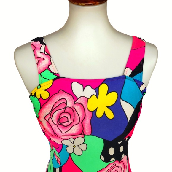 New! True Vintage🌸80s/90s Abstract Pop Art One Piece Swimsuit! - Picture 2 of 7